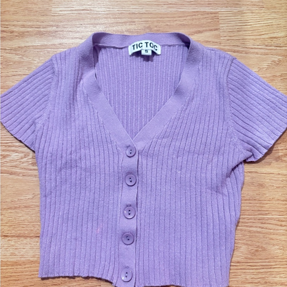 TIC TOC Women's Purple Ribbed Crop Top